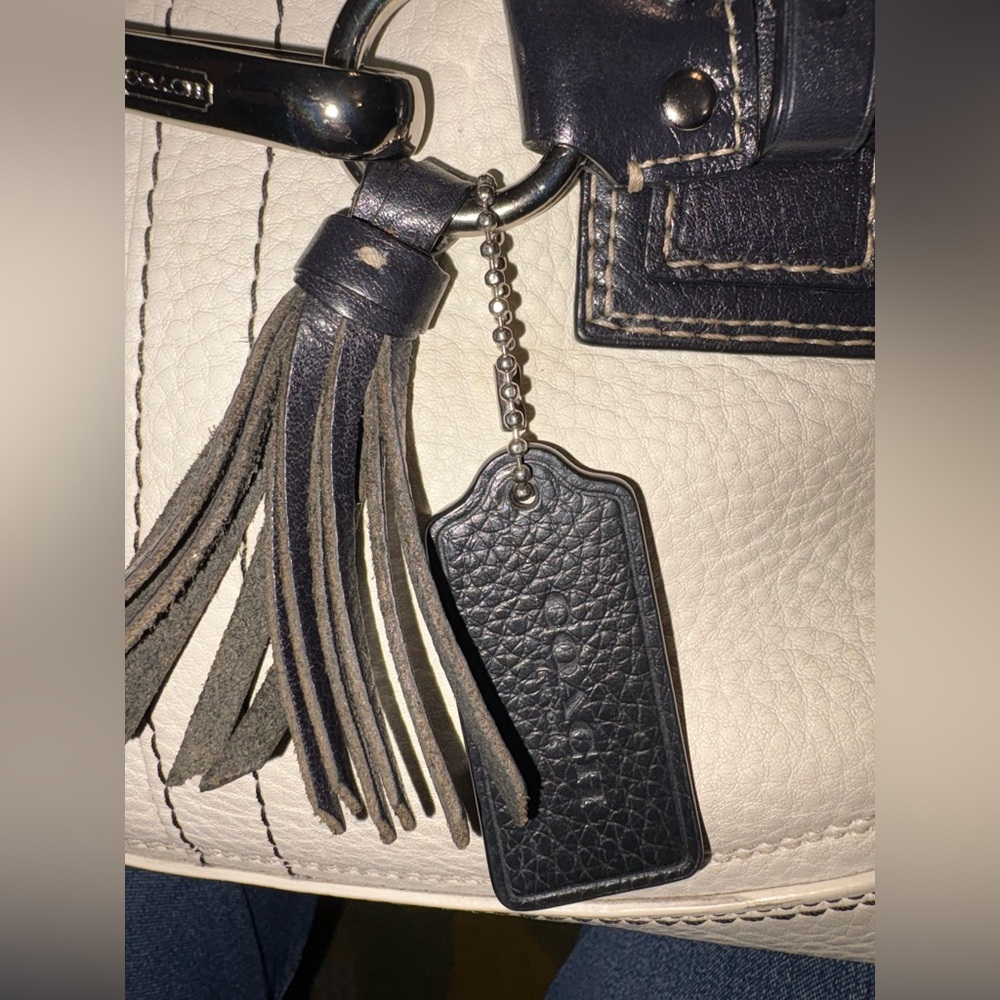 Coach Hampton Braided Leather Satchel F13084 Cream & Black - Picture 12 of 16